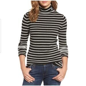 Halogen cashmere striped turtleneck sweater